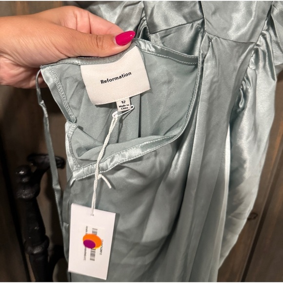 REFORMATION NWT Anaiis Silk Dress in Aquamarine 12 - Picture 10 of 10